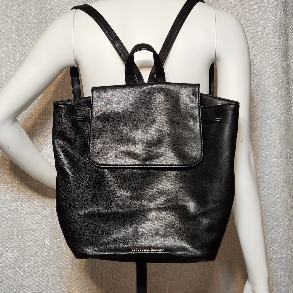 Victoria Secret Faux Leather Black Backpack Travel Bag